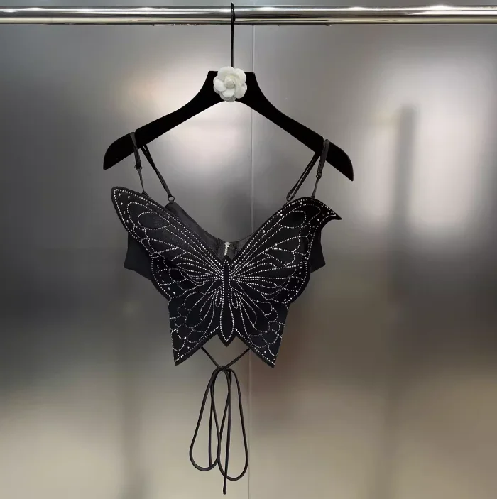 

Summer Diamond Inlaid Sparkling Butterfly Shaped Backless Camisole