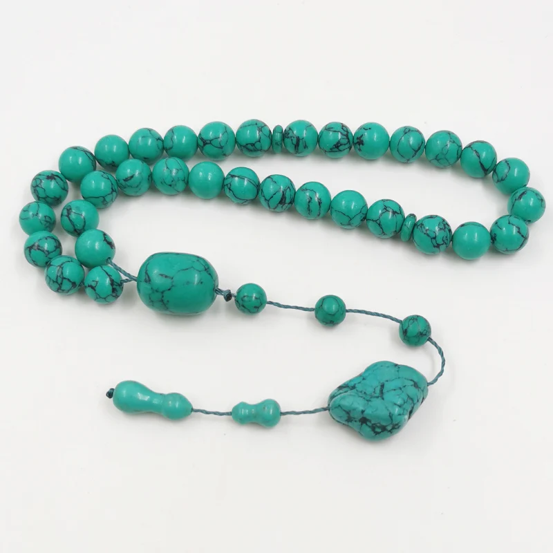 

Tasbih Men Green Mongolia Turquoise Gemtone Muslim Prayer Beads Islamic Misbaha