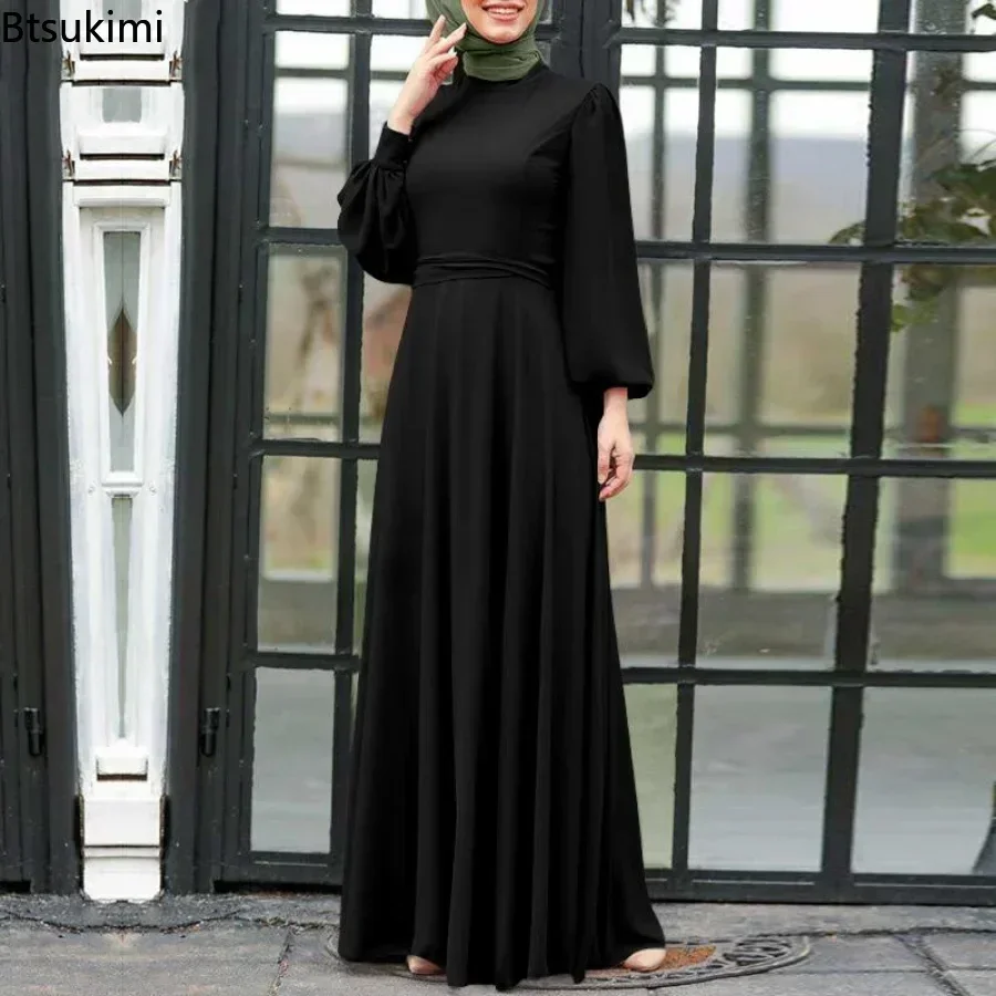 Neues 2025, muslimisches Kleid für Damen, solides Hijab, Dubai, Abaya, langes Kleid für Damen mit Schärpen, Kleidung, Abaya-Kleider für Damen, Abaya-Kleid