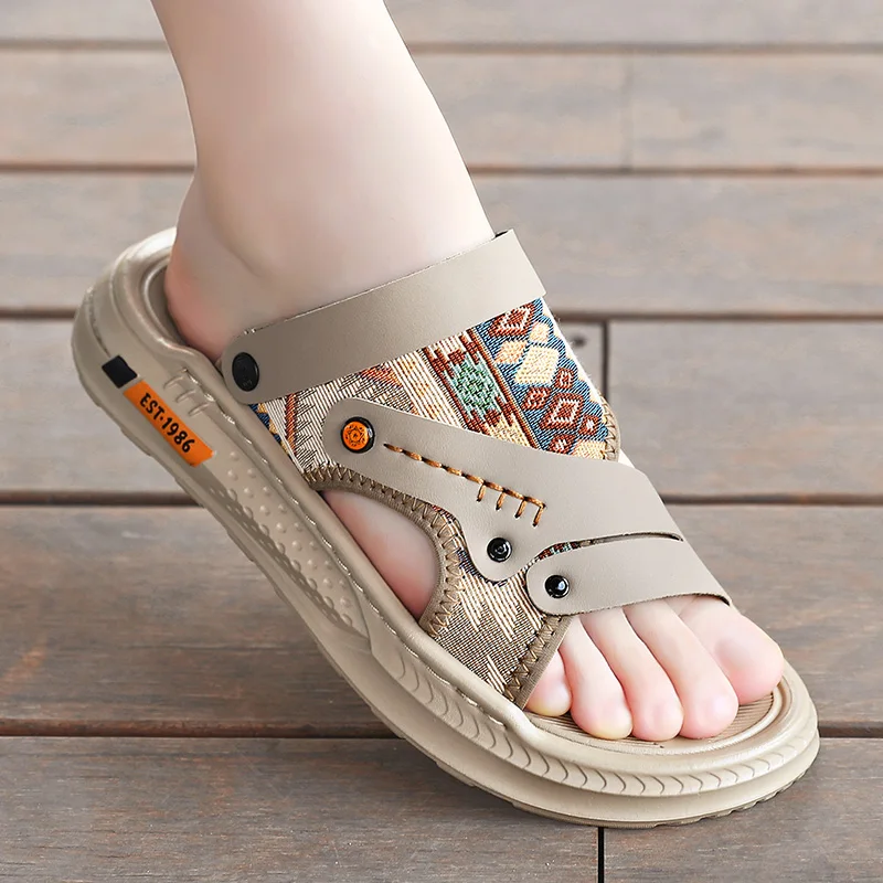 

Модные легкие дышащие повседневные сандалии для пар, новые летние мужские сандалии, однотонная удобная нескользящая пляжная обувь на подошве