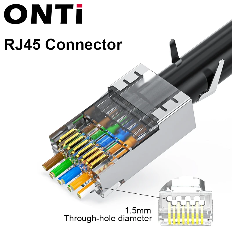

Модульный Штекерный разъем OMAY CAT7, экранированный 10 Гбит/с, STP RJ45, с нагрузочной штангой, позолоченная Поддержка 50 МК, 23-26AWG