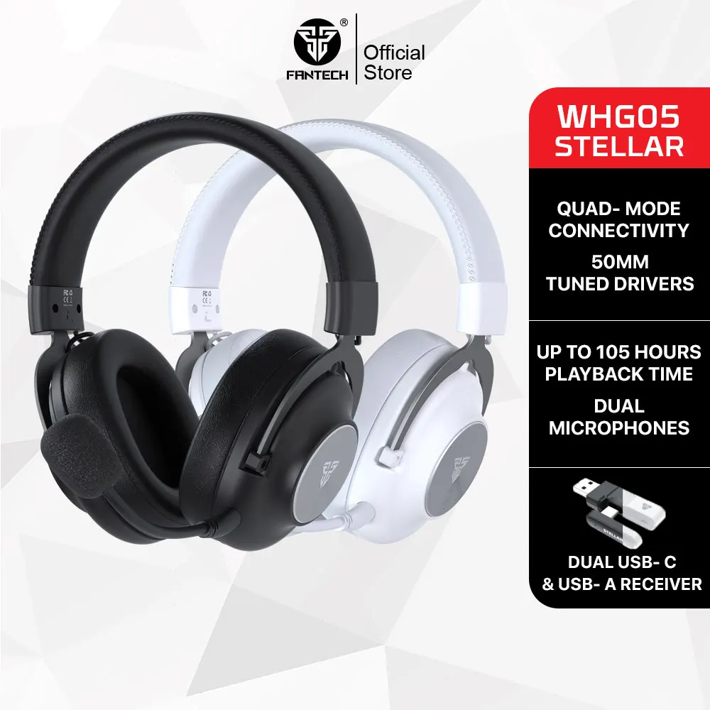 

FANTECH STELLAR WHG05 Wireless Headset and Wireless and Headphones with Microphone 105 Hours Play Times Gaming Headset for PC NS