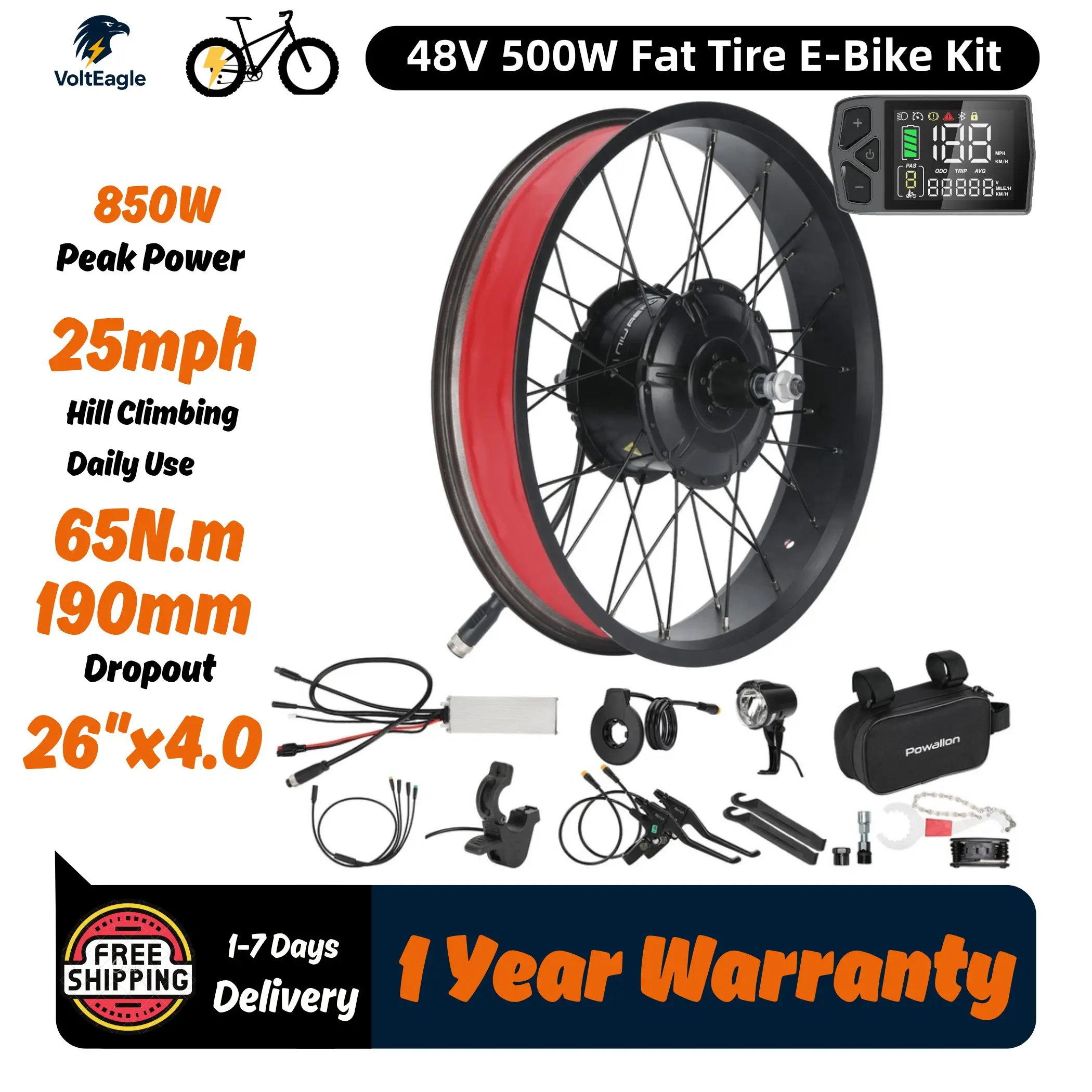 

Комплект для переоборудования электровелосипеда BAFANG Fat Tire 500 Вт, комплект двигателя заднего ступицы G062 для электрического велосипеда 48 В, пиковая мощность 1300 Вт, капель 190 мм