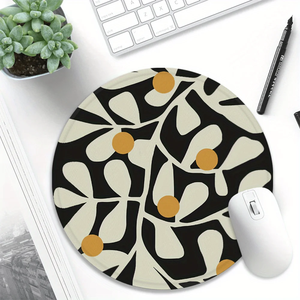 Abstract Matisse Floral Mouse Pad Non-Slip Round Fabric Office Gaming Computers Laptops Modern Minimalist Pc Accessory Mousepad