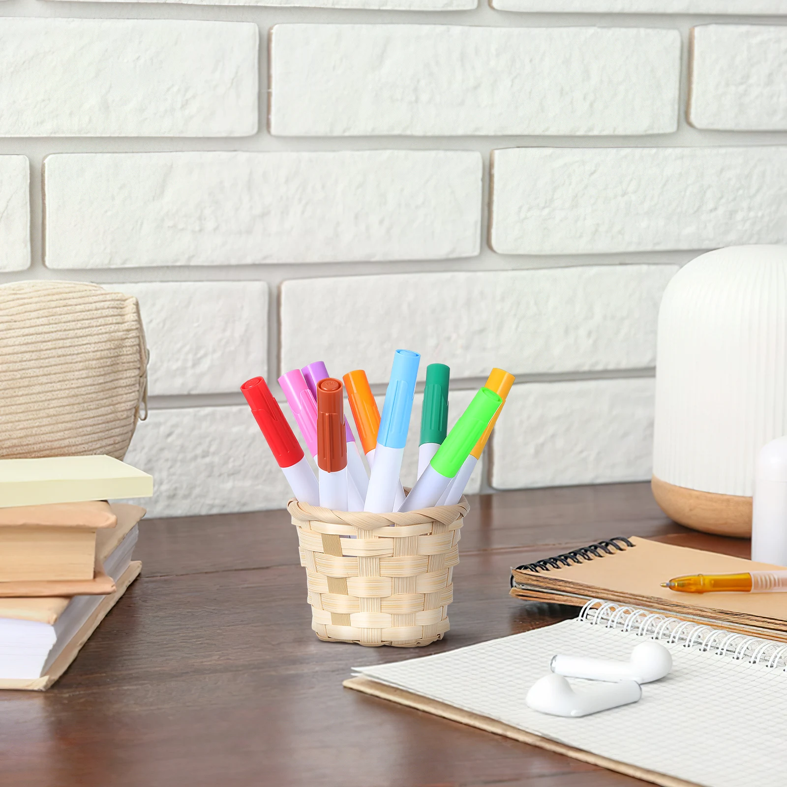 

5Pcs Fruit Container Bamboo Woven Basket Multipurpose Serving Basket for Bread Snacks Desserts Home Organization