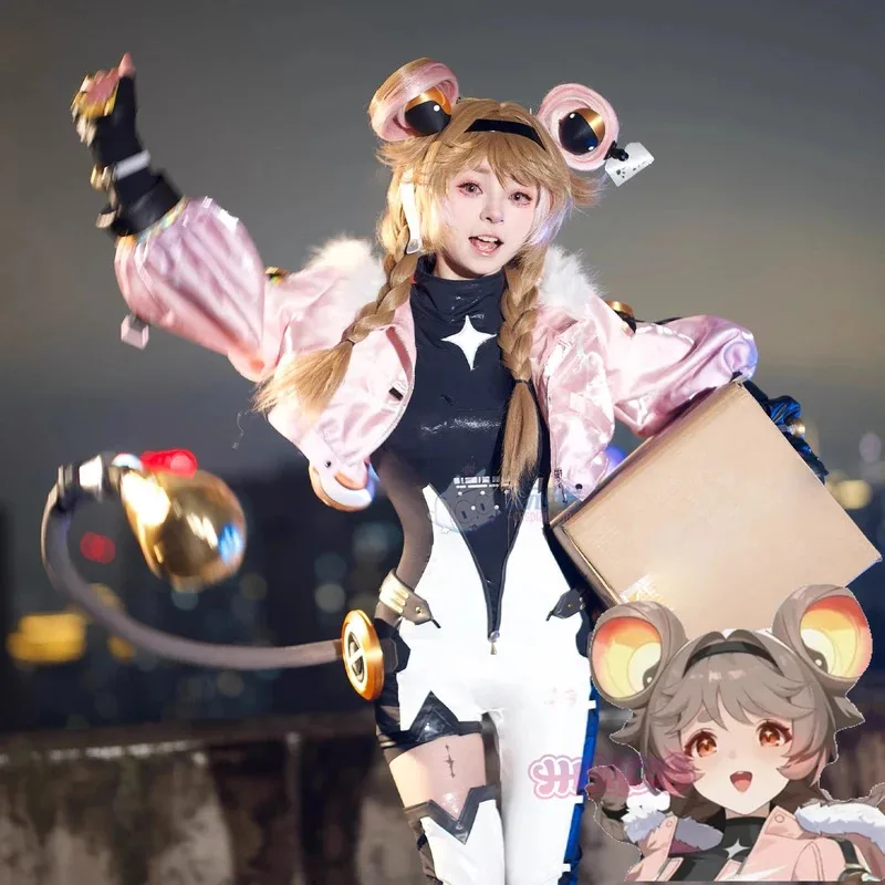 Wuthering Waves Lumi Cosplay Costume Headwear Leather Jumpsuit Props Accessories Outerwear Uniform Halloween Party Sweet Set