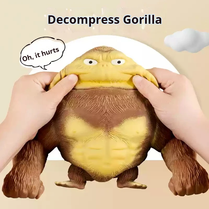 14cm Decompression Artifact Gorilla Funny Pinching Music Pressing Venting Toy Comfortable Feel Ornament Prank  Birthday Present