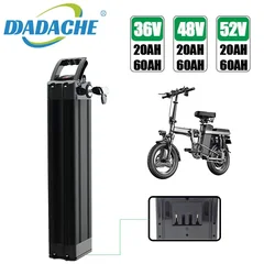 36V 48V 52V 60AH Electric Silver Fish Style  Bike Battery 36V 48V 52V for Lithium Battery with Aluminum Case Anti-theft Lock