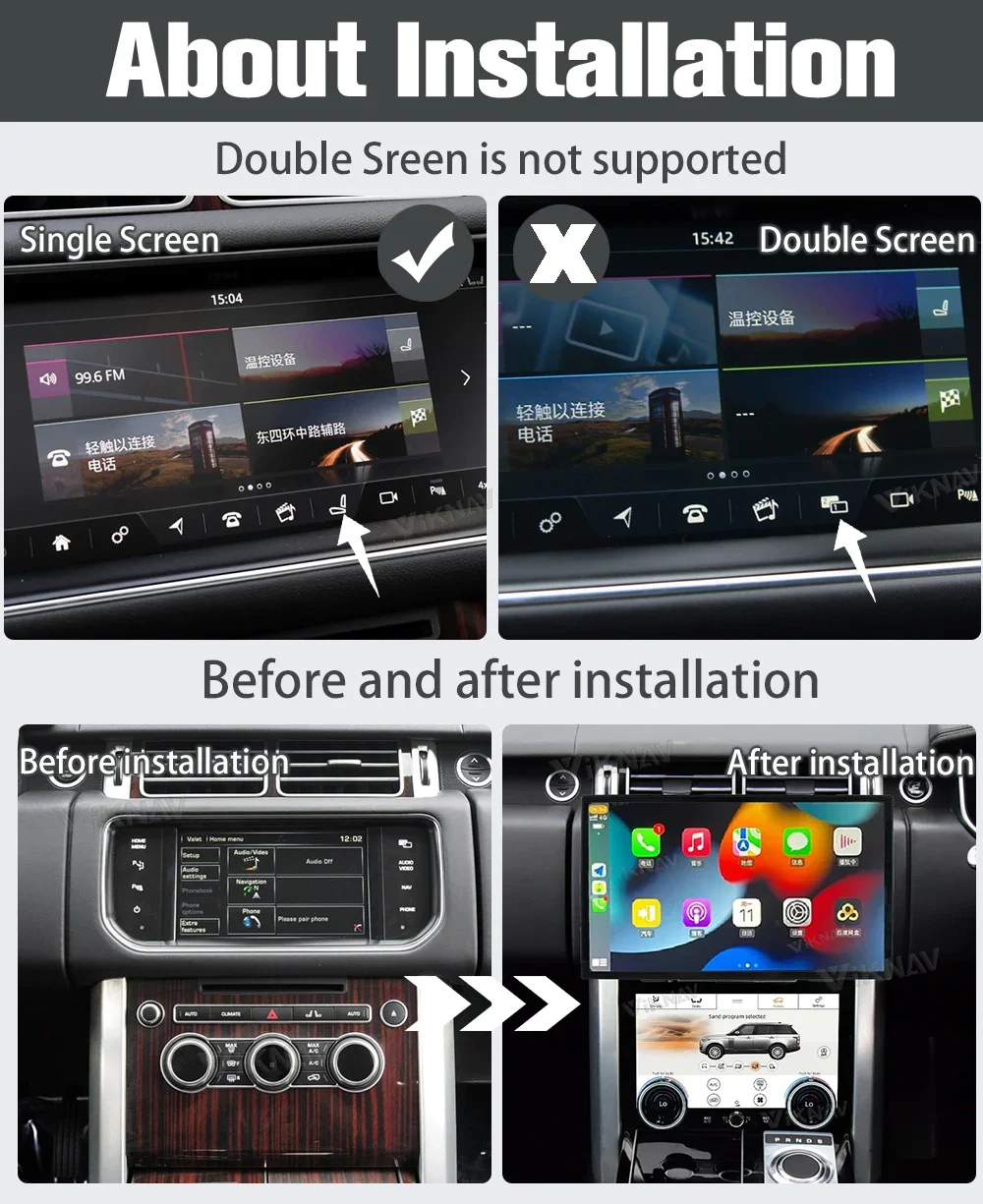 VIKNAV 13.6 Inch Car Stereo Radio For Range Rover Vogue L405 2013-2017 Multimedia Player GPS Carplay With AC Panel Touch Screen