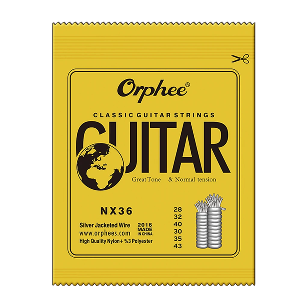 

Orphee NX36 Clear Nylon Silver Plated Classical Guitar Strings Normal Tension(.028-.043) Full Set Replacement Guitar Accessories