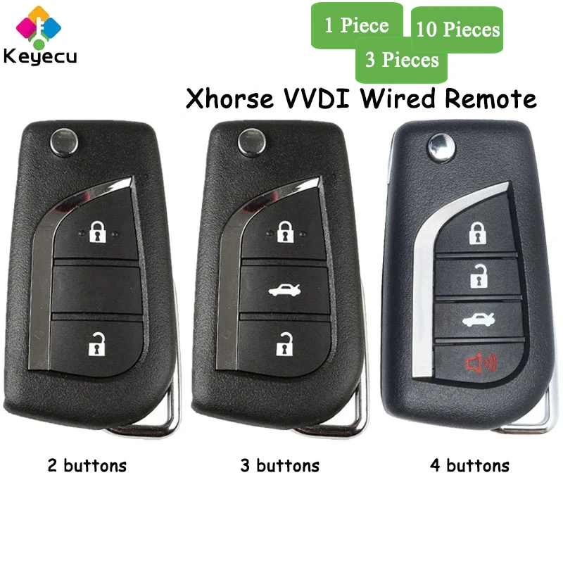 

KEYECU Xhorse English Version for Toyota Flip Style 2 3 4 Buttons Wired Universal Remote Car Key for VVDI Key Tool VVDI2