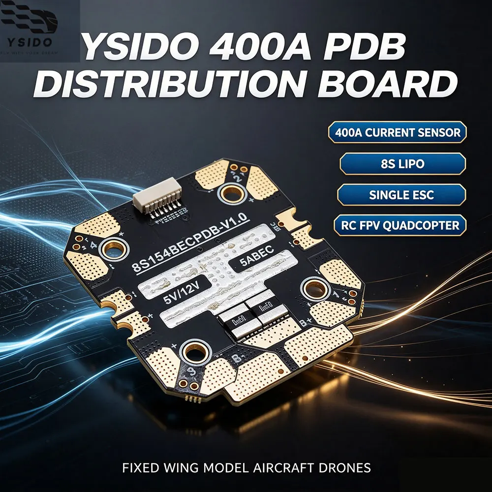 YSIDO 400A PDB Power Module 8S LiPo 400A Current Detector Solo ESC for RC FPV Multicopter Fixed Wing RC Plane Model UAV