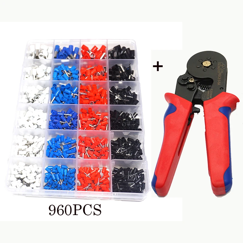 960/1530pcs Bootlace Wire Ferrules Terminator Kit Electrical Crimp Tubular Terminal Connector Box-packed Crimping Terminals Kit