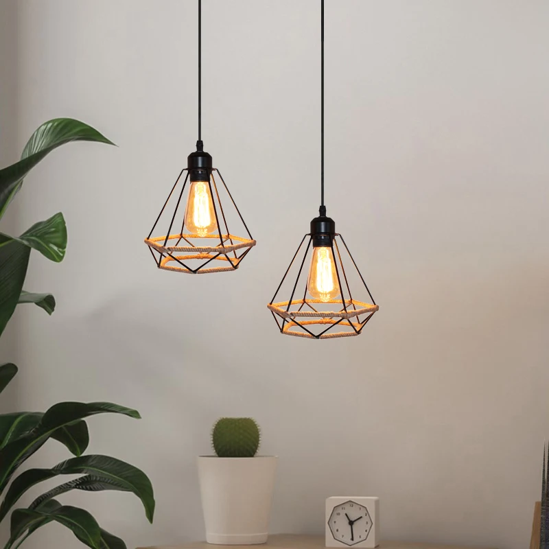 الصناعية قلادة ضوء خمر E27 الثريا الأمريكية الرجعية مصباح معلق مطعم المطبخ غرفة المعيشة المنزل إضاءة داخلية