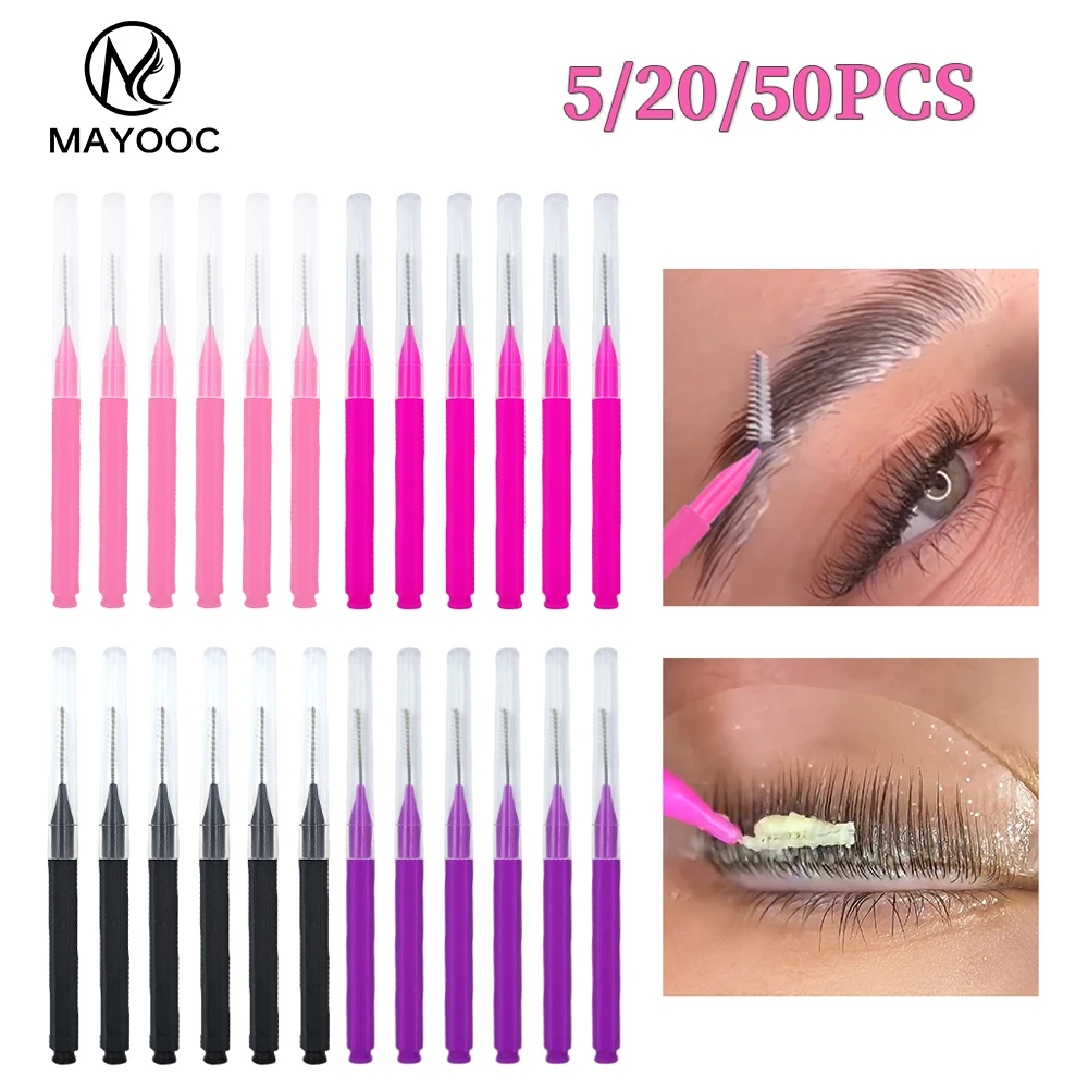 5/10/50Pcs Mini Eyebrow Brush Brow Perm Brush Disposable Brow Lifting Brushes Bendable Micro Eyelash Brush Applicators Tools