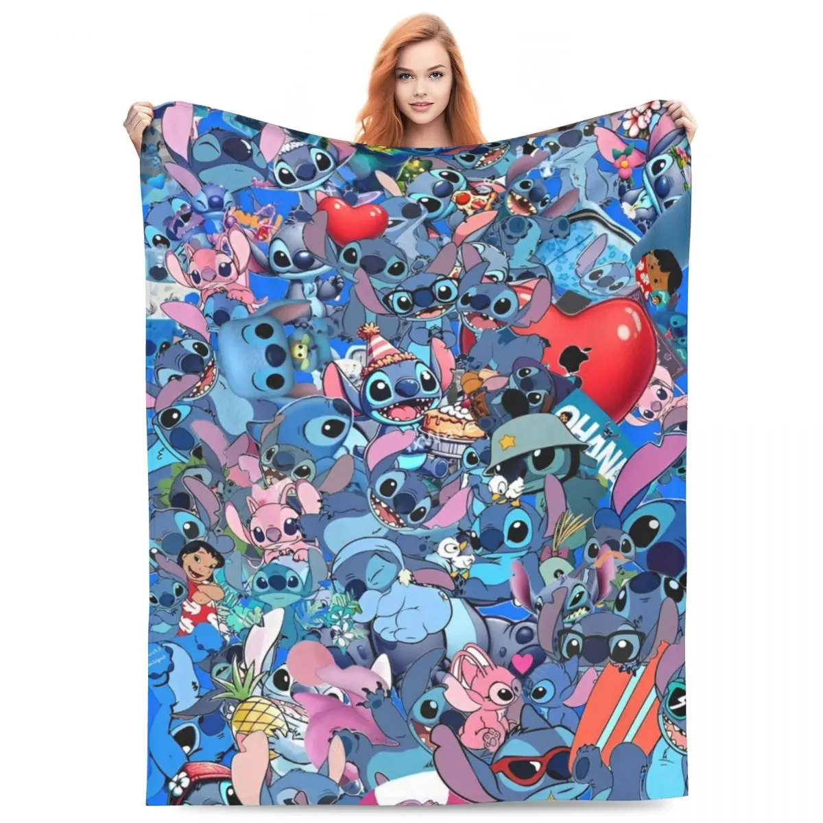 Stitch Christmas Super Soft Blankets Airplane Travel Plush Throw Blanket Novelty Living Room Flannel Bedspread Sofa Bed Cover