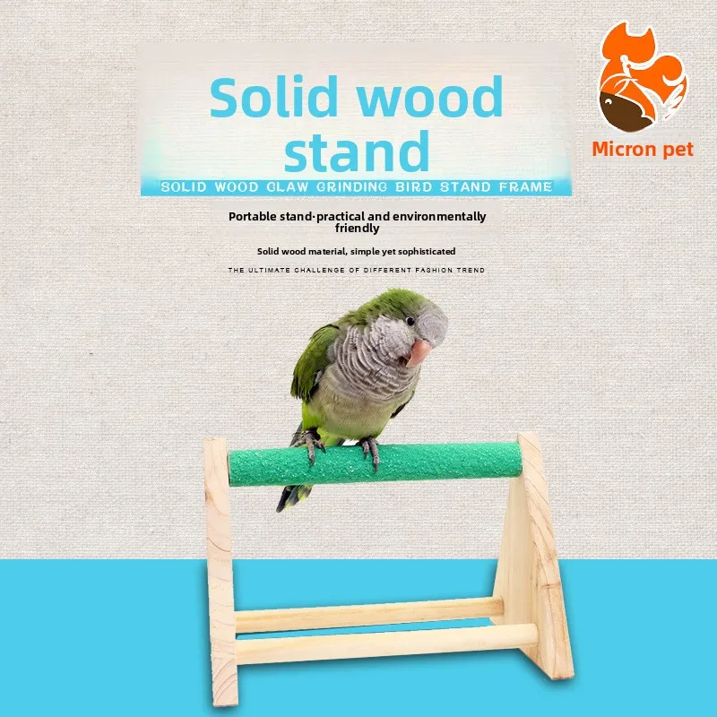 

Pet Pug Parrot Leisure Activity Bird Solid Wood Stand Outdoor Portable Healthy Bird Stand Pet Supplies