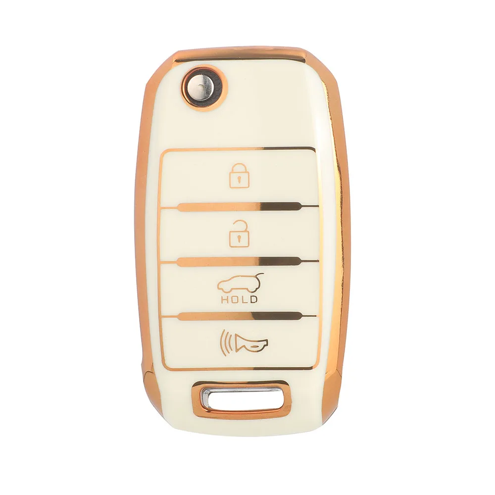 jingyuqin New TPU Remote Flid Folding Key Case Shell Cover Case For KIA Carens Cerato Forte K2 K3 K5 Car Fob Cover