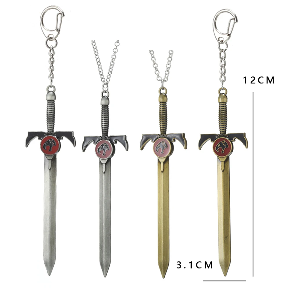 Anime Thundercats Weapon Sword Pendant Necklace Metal Lion Mark Logo Keychains Keyrings Men Movie Jewelry Key Holder Chaveiro