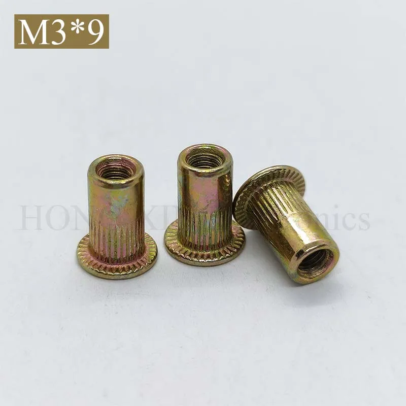 M3*9 Carbon Steel with Zinc Plate Flat Head Threaded Rivet Insert Insert Cap Rivnut Rivet Nut