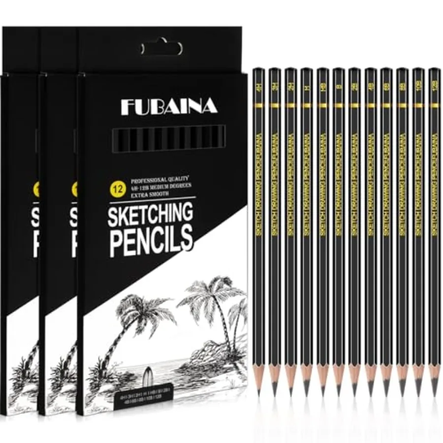 Pcs Drawing Sketching Pencil Set Professional 12b - 4h Graphite Charcoal Gift Bulk for Artists Beginners, Pro Artists, Drawing