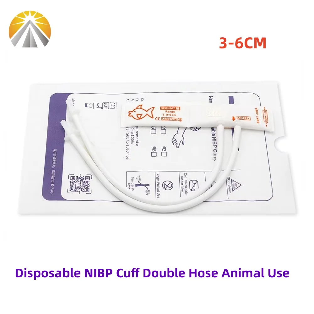 Veterinary Disposable Blood Pressure Cuff NIBP Cuffs Double Tube Two Hose For Animal NIBP Diagnostic Monitor 5 Sizes Available