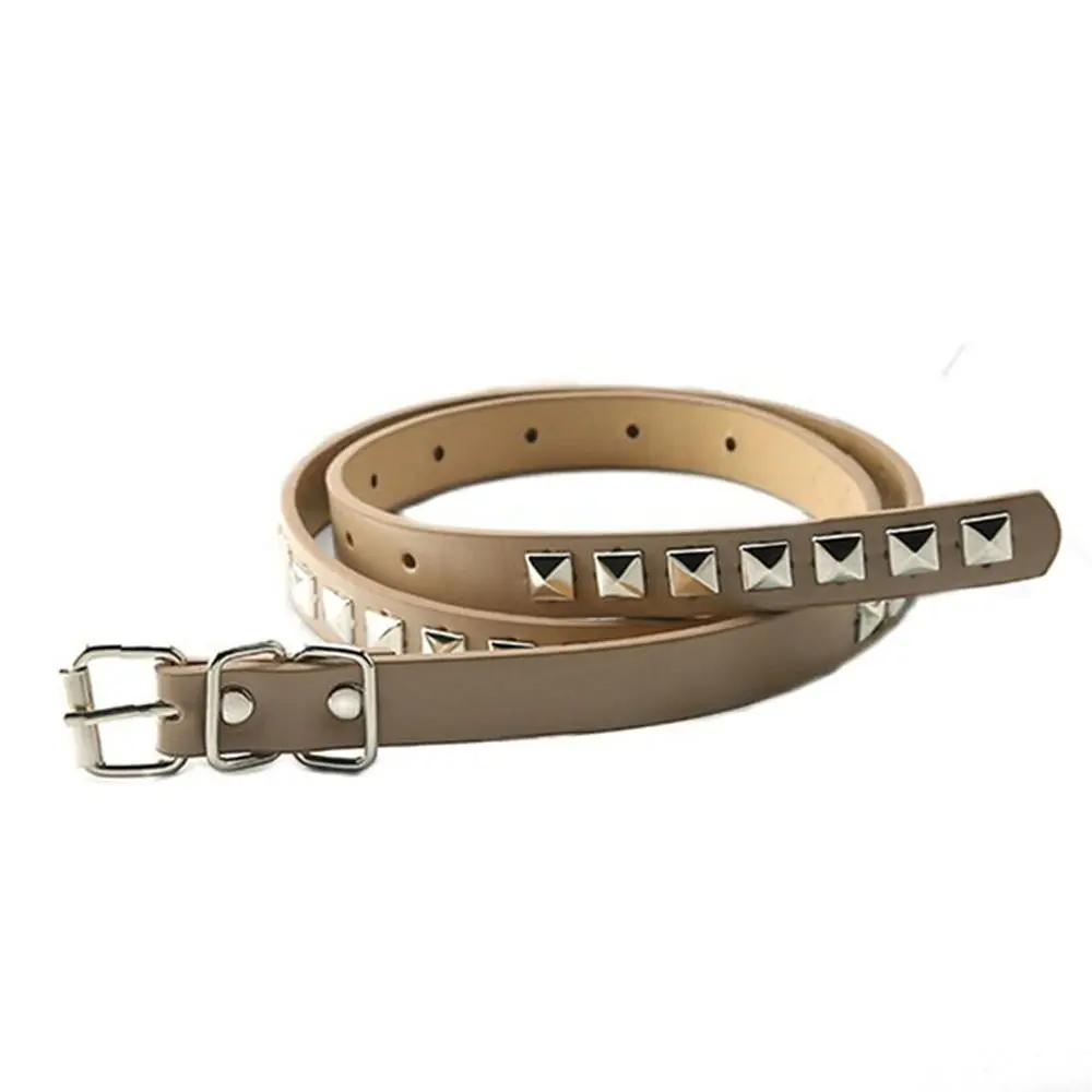 

For Jeans Elegant Thin Metal Buckle Gothic Dresses Decoration Waist Strap PU Leather Women Waistband Rivet Waist Belts