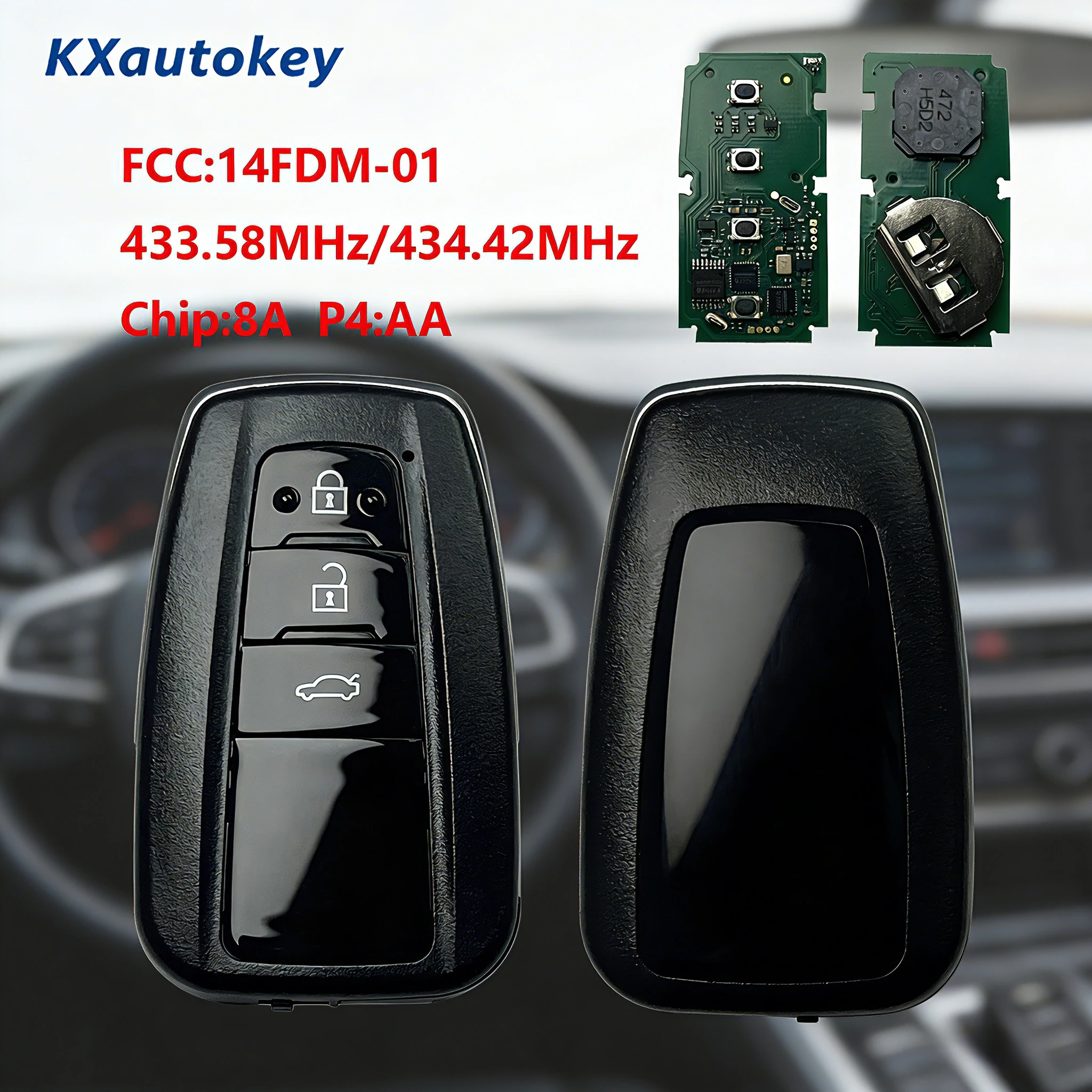 

KXK007030 For Toyota Avalon 2019 FCCID-14FDM-01 Chip-8A P4 AA Full Set Remote Key For Toyota Specific Aftermarket Key