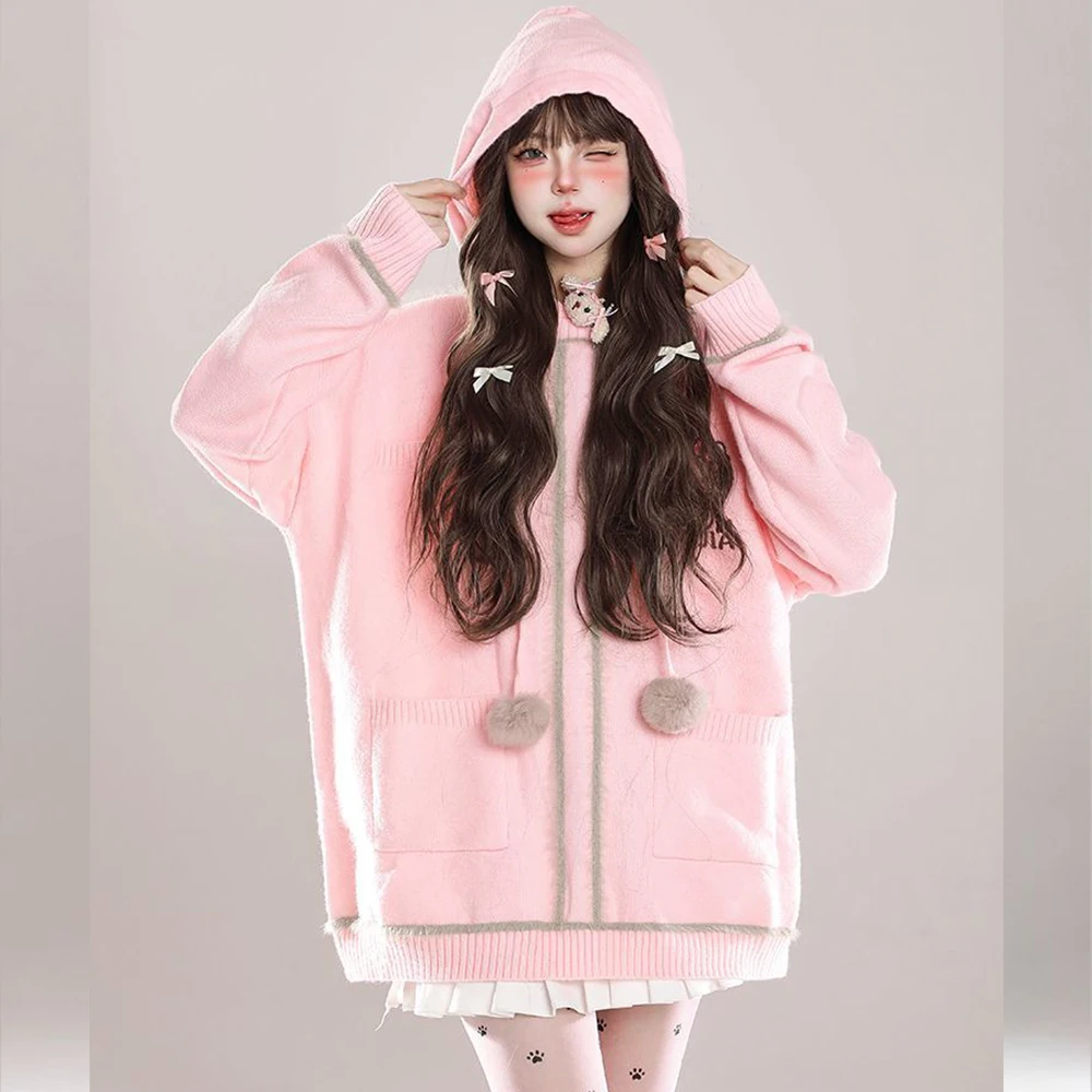 Bluza z kapturem Hello Kitty, sweter, bluza dresowa, Sanrio, damska, kawaii, anime, jesień, zima, haft, słodka, luźna góra