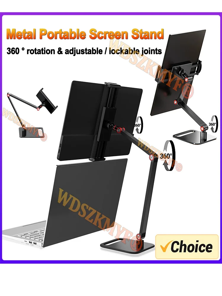 Draagbare monitorstandaard voor 12 "- 17,3" 360 °   Verstelbare draaibare beugel Tablethouder Compatibel met tablet Desktop klemstandaard - afbeelding 2