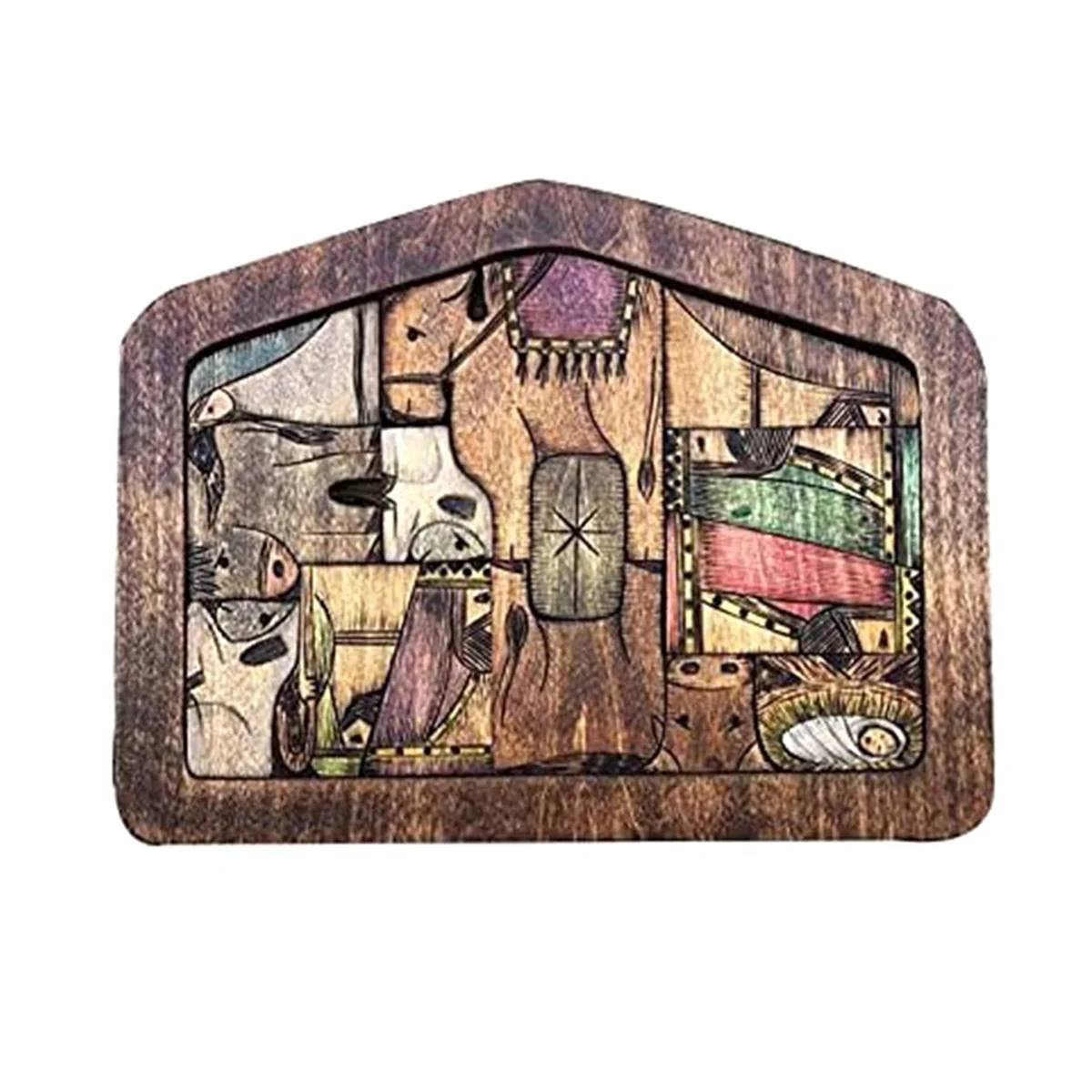 

Nativity Puzzle Wooden Jesus Puzzle Statue with Wood Burned Design for Adults and Kids-Large