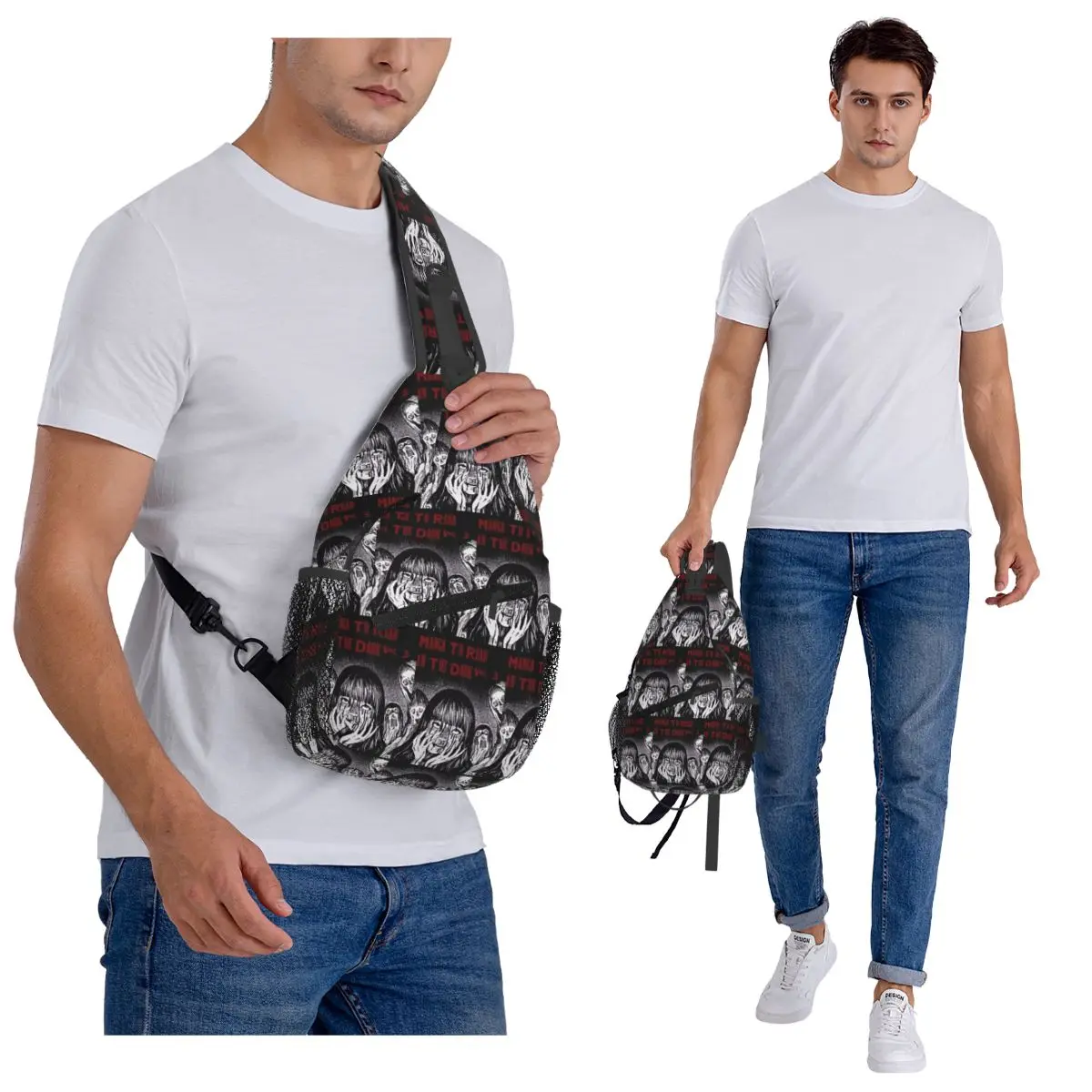 الرعب الوجه تومي جونجي إيتو مانغا اوزوماكي حقيبة صدر للرجال الرجال الرافعة Crossbody على ظهره حقيبة صدر للرجال السفر التنزه Daypack حقيبة كتف
