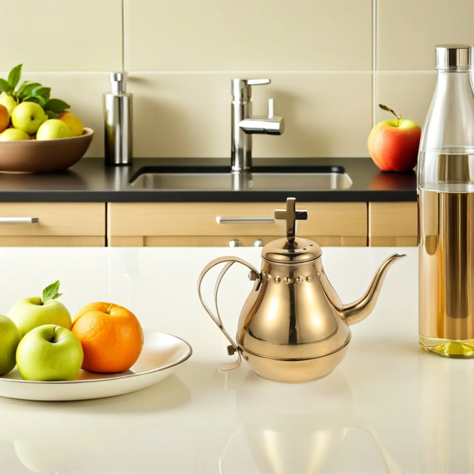 Stainless Steel Communion Pot Gold Gooseneck Teapot for Religious Ceremonies Church Baptism Holy Communion Sacrament Serving