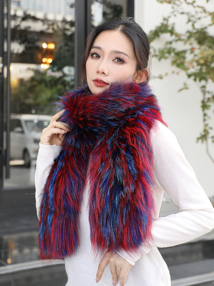 

Hot Sale Women Real Fox Fur Scarf Long Style Lady Warm Soft Knitted Real Fox Fur Shawl Wrap Natural Fox Fur Pashmina Scarves