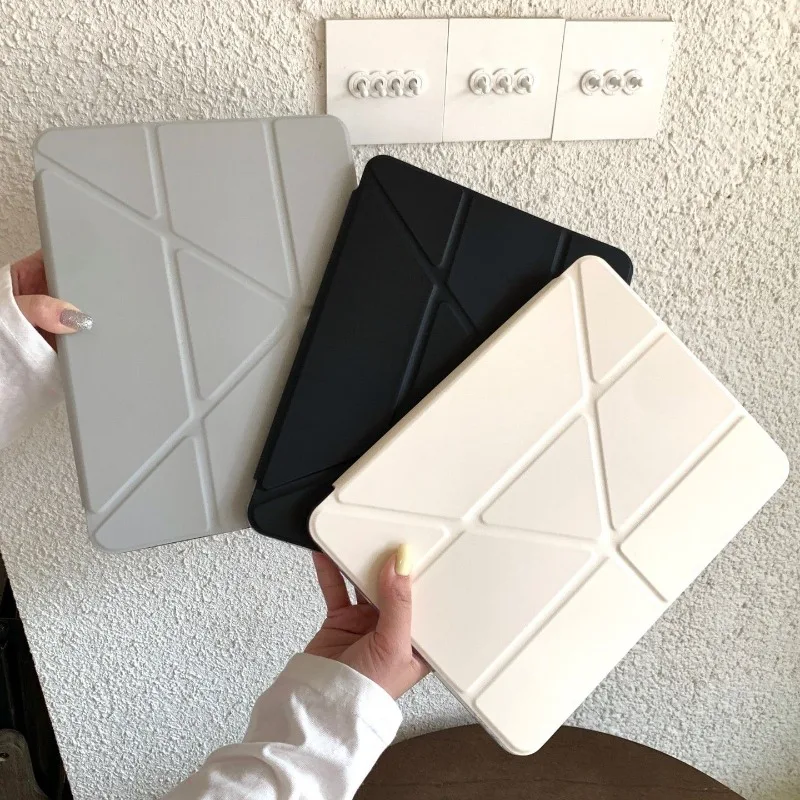 New Minimalist Plain-colour Y-shaped Tri-fold for IPad 10.2 8th 9th Gen 10th 10.9 IPad Mini Case 2020 Pro 11 Air11/13 12.9 11th