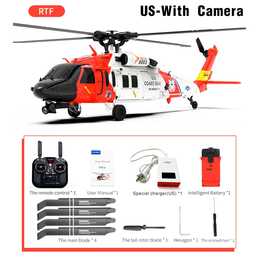 YXZNRC RC Helicopter F09-S 2.4G 6CH Gyro GPS Optical Flow Positioning 5.8G FPV Camera Dual Brushless Motor RC Aircraft