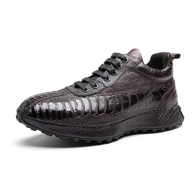 2026 New Arrival Fashion Ostrich Skin Causal Shoes Men,Male Genuine Leather sneakers PDD684
