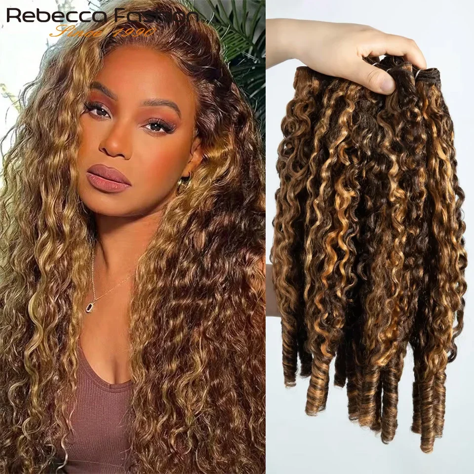 P4/27 Highlight Burmese Curly Human Hair Bundles Pixie Curls Human Hair Extensions Honey Blonde Vietnamese Raw Human Hair