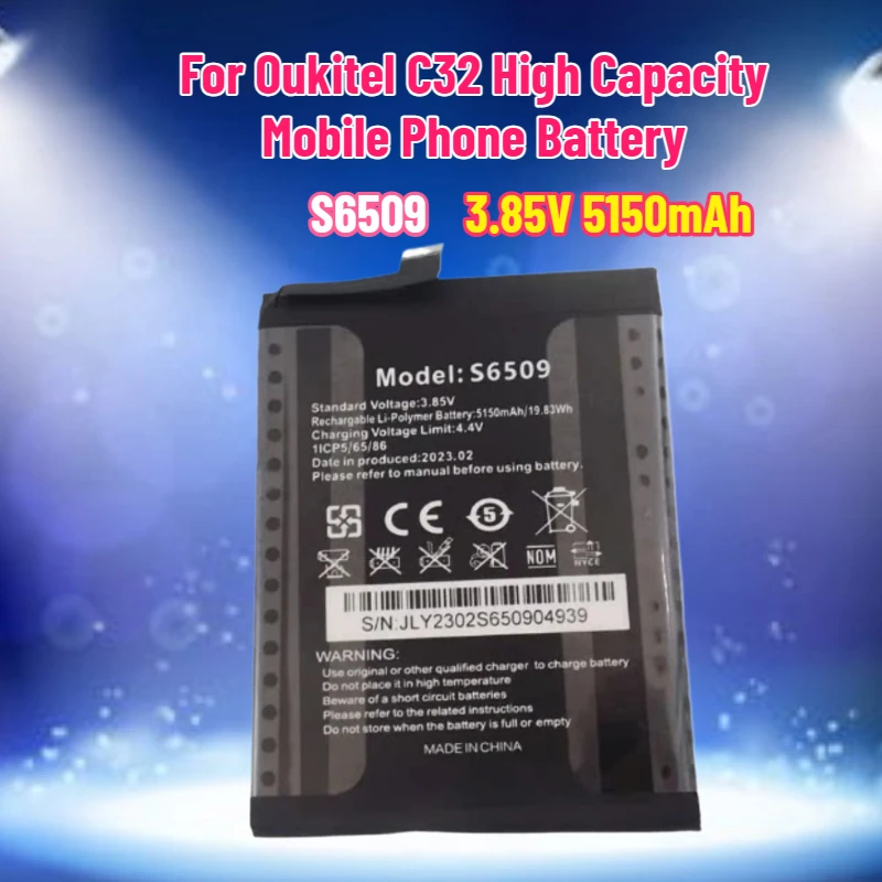 

New 3.85V 5150mAh Battery S6509 For Oukitel C32 High Capacity Mobile Phone Battery