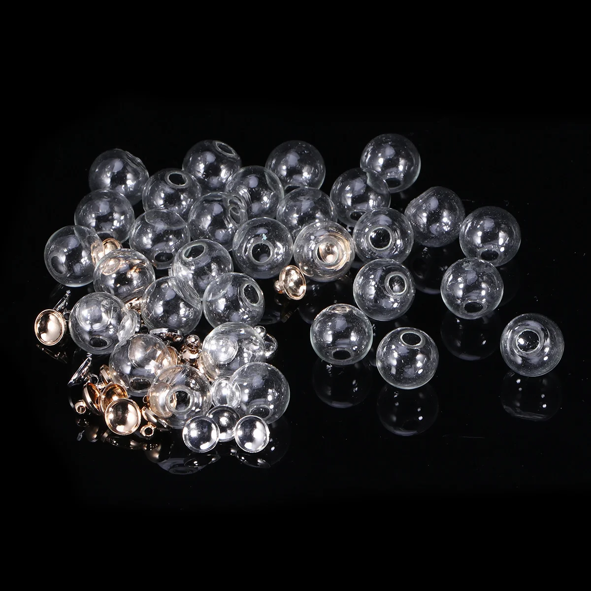 

60Pcs Hand-Blown Glass Bottles DIY Jewelry Making Crystal Ball Accessories Single Hole Hollow Pendants Earrings Supplies