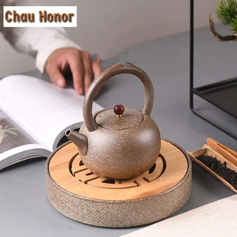 

650ml Retro Handmade Ceramic Loop-handled Teapot Household High Capacity Teakettle Kung Fu Tea Teaware Accessorie Gift Packaging