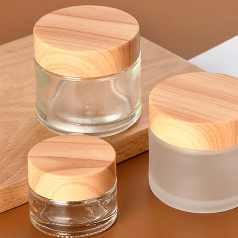 1PC Travel Round Glass Jars with Leakproof lids Refillable Empty Glass Sample Jars for Lotion Cream Eye Powder Jewelry