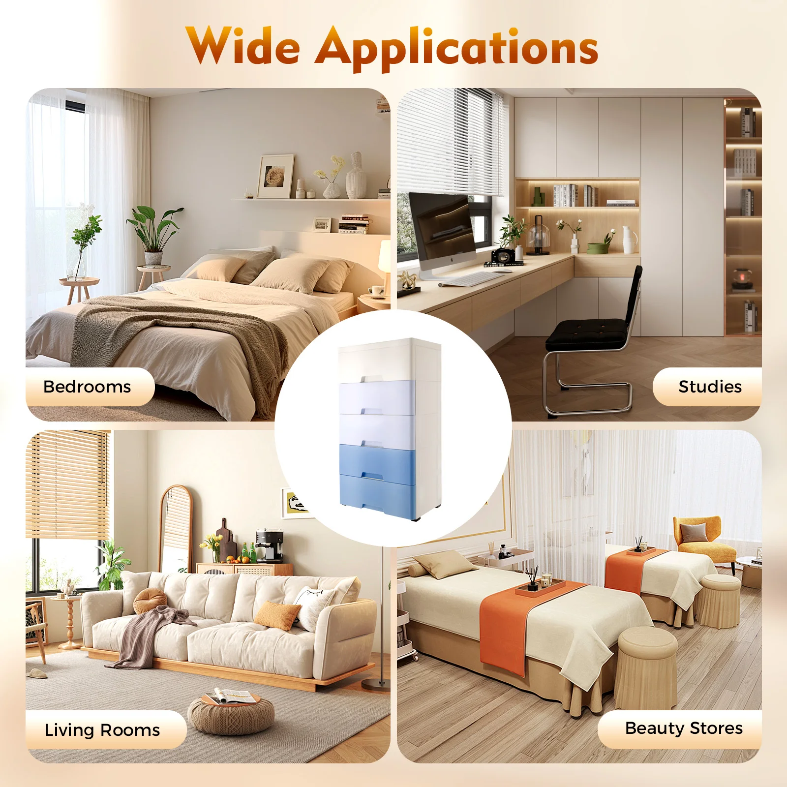 Armário de armazenamento de gavetas de plástico de 5 camadas Torre de armazenamento de roupas vertical adequada para quartos, salas de estar, estudos