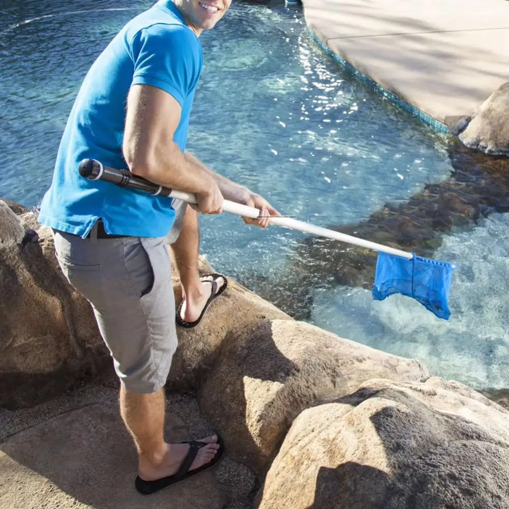 

Larger Capacity Pool Skimmer Fine Mesh Easy Scoop Edge Pool Net Without Pole with Reinforced Frame Deep Rake Leaf Skimmer Net