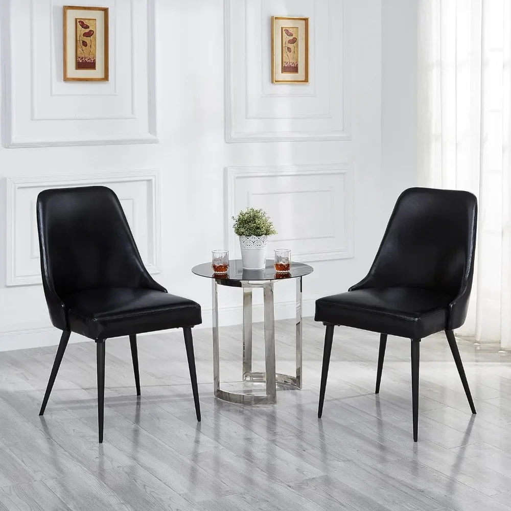 

Kitchen Chair Modern Upholstered Dining Chairs, Desk Chair Side Chair with Metal Legs, Black, Pack of 2 Dining Chairs