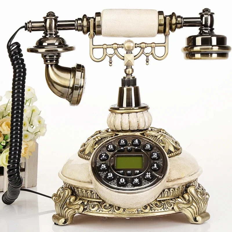 

Elegant and Antique Telephone Set European Style Household Decoration Creative Fashionable Landline Pastoral Phone