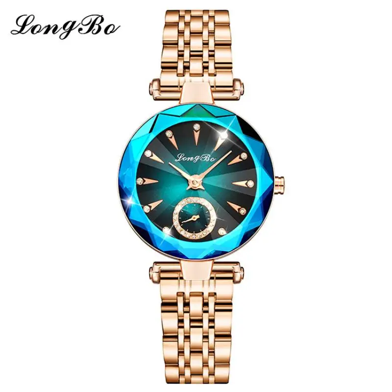 Crystal Diamond 2023 Ladies Wrist Watches Dress Rose Gold Watch Women Watches For Stainless Steel Blue Clock Women Montre Femme