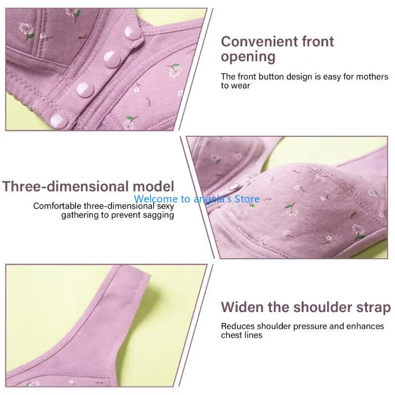 X4YC أنيقة لا سلكية الصدرية المقربة للنساء المسنات مع تصميم داعم وملابس داخلية ناعمة من الأزهار الناعمة