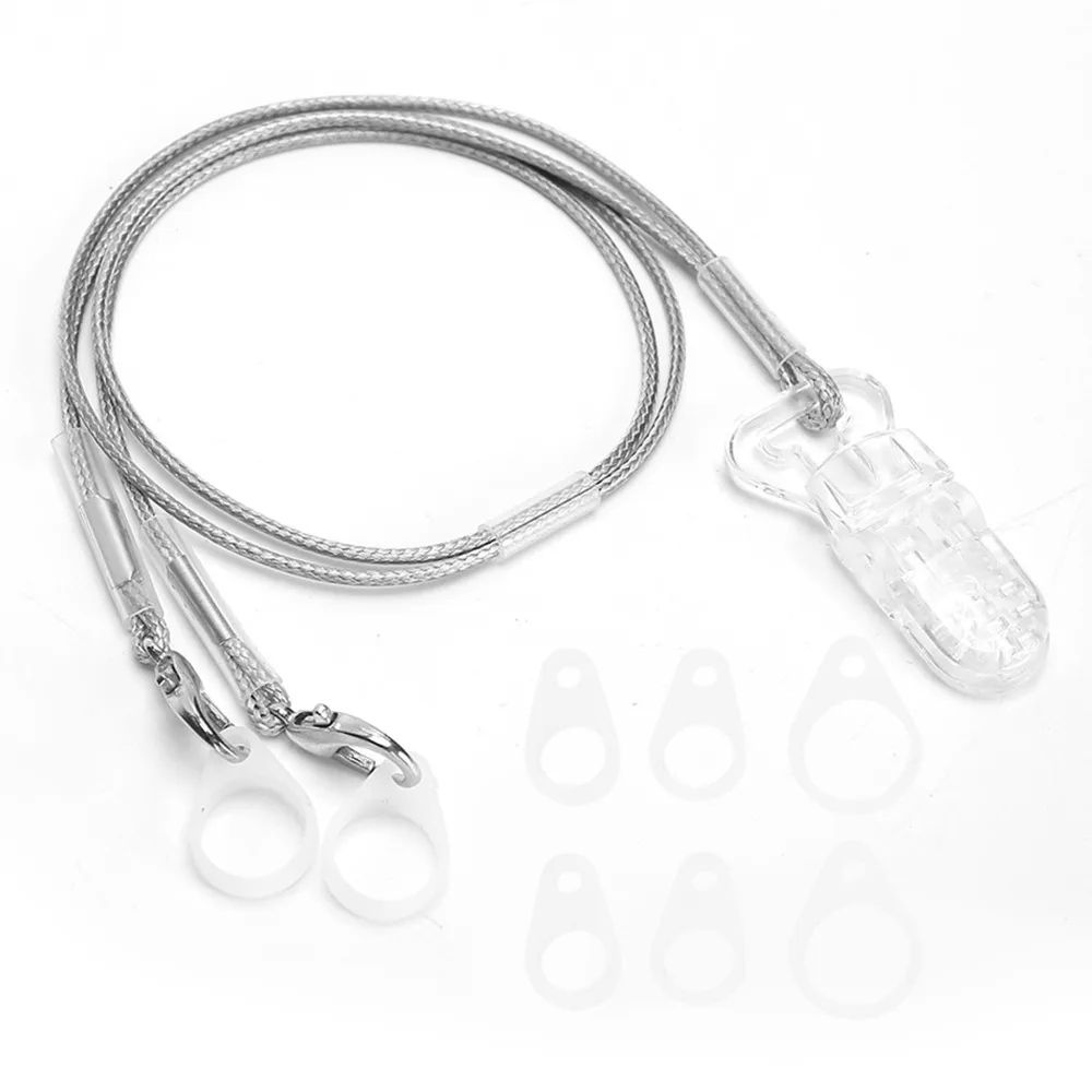 Anti Lost Hearing Aid Lanyard Adjustable with Loops Hearing Aid Hanging Strap Transparent Clip Hearing Aid Accessory