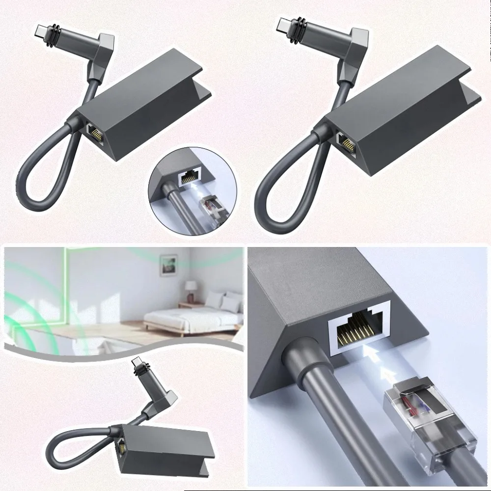 Gray Ethernet Adapter For Starlink For Satellite For Internet V2 Rectangular For Antenna For Wired Network Connection Gaming